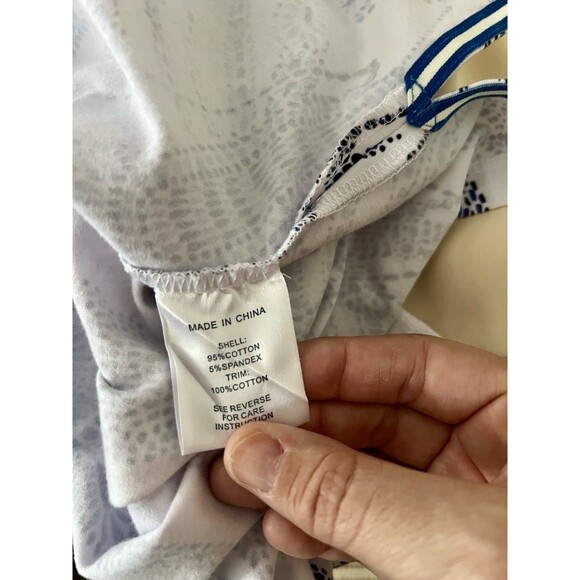 TYLER BOE Collared Shirt Dress, White, Crab Pattern, Stretch Cotton, Small - Picture 4 of 5